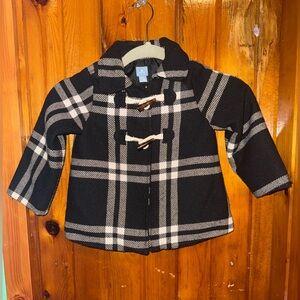 BabyGap Toddler Girls Black White Plaid Toggle Coat Wool Blend Jacket 3 Years‎